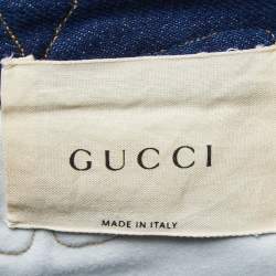 Gucci Blue Denim Floral and Butterfly Embroidered Flared Jean M