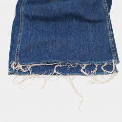 Pre Owned Gucci Blue Denim Embroidered Wide Leg Jeans S