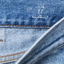 Pre Owned Gucci Blue Denim Butterfly Patch Straight Fit Jeans M Waist 33"