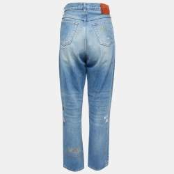 Gucci Blue Denim Embroidered High Waist Jeans M Waist 29.5"