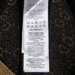 Pre Owned Gucci Navy Blue GG Motif Lurex Knit Cardigan XS