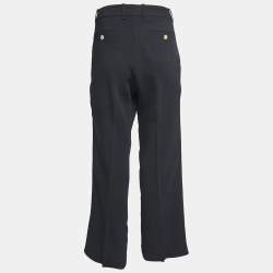 Pre Owned Gucci Black Crepe Side Stripe Detail Trousers M