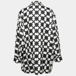 Gucci Black/White Geometric Printed Silk Pajama Shirt L