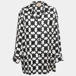 Gucci Black/White Geometric Printed Silk Pajama Shirt L