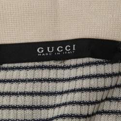 Gucci Cream & Navy Striped Knit Mini Polo Dress S