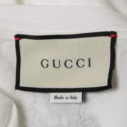 Gucci White Vintage Logo Print Cotton Distressed Oversize T-Shirt M