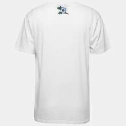 Gucci White Vintage Logo Print Cotton Distressed Oversize T-Shirt M