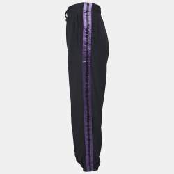 Gucci Black-Purple Silk Side Paneled Jog Pants M