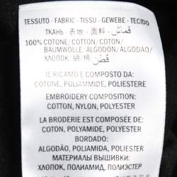 مملوكة مسبقًا Gucci Black Fake Gucci Print & Floral Embroidered Cotton Distressed T-Shirt M