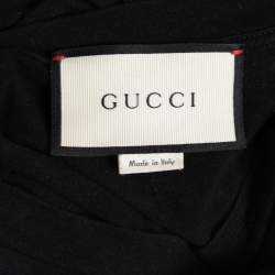 مملوكة مسبقًا Gucci Black Fake Gucci Print & Floral Embroidered Cotton Distressed T-Shirt M