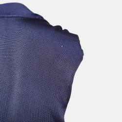 Gucci Navy Blue Knit Sleeveless Cowl Neck Top S