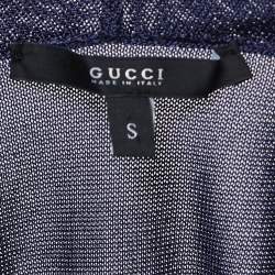 Gucci Navy Blue Knit Sleeveless Cowl Neck Top S