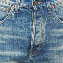 Gucci Blue Washed Denim Embroidery Detailed High Waist Jeans M Waist 28"