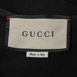 Pre Owned Gucci Black Crepe Web Stripe Trim Detail Dress XS