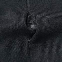 Pre Owned Gucci Black Stretch Knit Leather Trimmed Short Sheath Dress XS