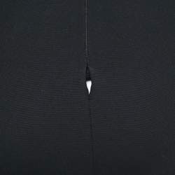 Pre Owned Gucci Black Stretch Knit Leather Trimmed Short Sheath Dress XS