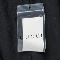 Pre Owned Gucci Black/Purple Stripe Detailed Silk Zip Front Jacket S