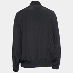 Pre Owned Gucci Black/Purple Stripe Detailed Silk Zip Front Jacket S