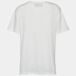 Gucci Cream Sequin Embellished Cotton Knit T-Shirt S