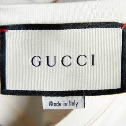 Gucci Cream Sequin Embellished Cotton Knit T-Shirt S