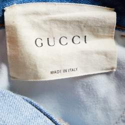 Gucci Blue Denim Logo Stripe Detail Culottes M