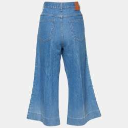 Gucci Blue Denim Logo Stripe Detail Culottes M