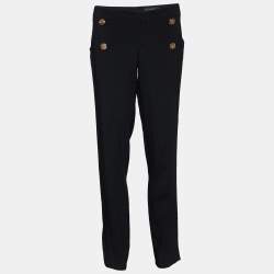 Gucci Black Crepe Slit Hem Detail Pants M
