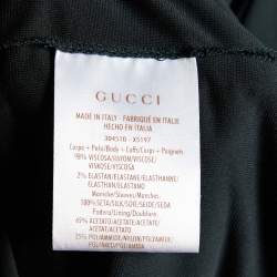 Gucci Bottle Green Jersey & Silk Bishop Sleeve Midi Dress M