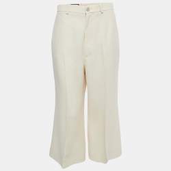 Gucci Cream Crepe High Waist Flared Trousers M