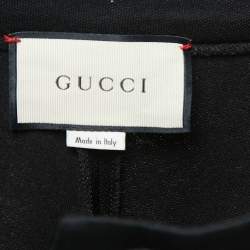 Gucci Black Jersey Rose Applique Stripe Detail Leggings S