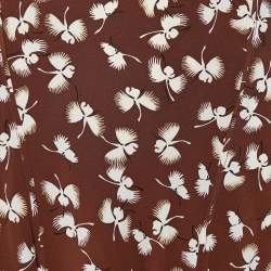 Pre Owned Gucci Brown Floral Printed Silk Paneled Mini Skirt M