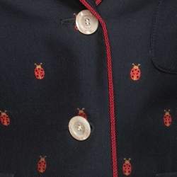 Gucci Navy Blue Lady Bird Jacquard Cotton Blend Single Breasted Blazer S