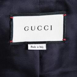 Gucci Navy Blue Lady Bird Jacquard Cotton Blend Single Breasted Blazer S