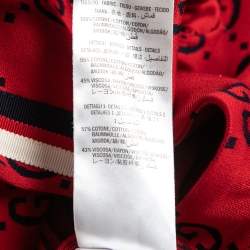 Gucci Red GG Print Cotton Knit Pleated Maxi Skirt M