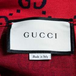 Gucci Red GG Print Cotton Knit Pleated Maxi Skirt M