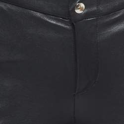 Pre Owned Gucci Black Leather Zip Detail Stretch Legging Pants S