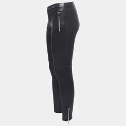 Pre Owned Gucci Black Leather Zip Detail Stretch Legging Pants S