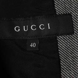Gucci Black/White Textured Wool Single-Breasted Blazer S