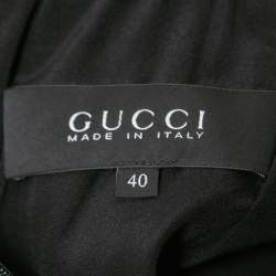 Pre Owned Gucci Black Crepe High Neck Midi Dress S