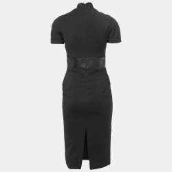 Pre Owned Gucci Black Crepe High Neck Midi Dress S