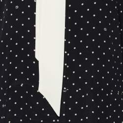 Pre Owned Gucci Black Polka Dot Logo Printed Silk Neck Tie Detail Maxi Dress L