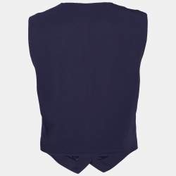 Pre Owned Gucci Navy Blue Crepe Button Front Vest L