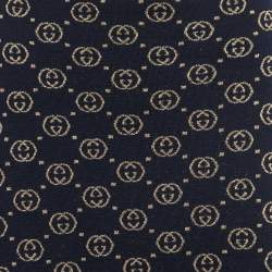 Pre Owned Gucci Navy Blur GG Patterned Lurex Knit Midi Skirt XS