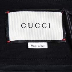 Gucci Black Crepe GG Belt Detail Flared Trousers S