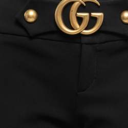 Gucci Black Crepe GG Belt Detail Flared Trousers S