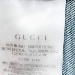 Pre Owned Gucci Navy Blue Washed & Distressed Denim New Leggings Fit Jeans L Waist 34"