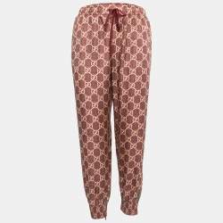 Gucci Brown GG Printed Silk Side Stripe Detail Jog Pants M