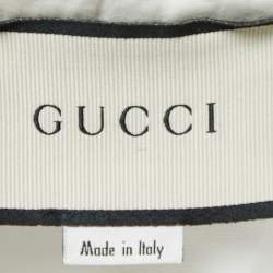 Pre Owned Gucci White Cotton Poplin Puff Sleeve Tie Neck Shirt S