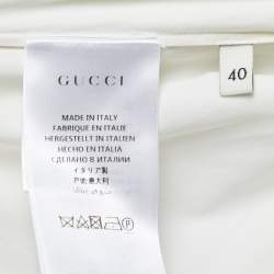 Pre Owned Gucci White Cotton Poplin Puff Sleeve Tie Neck Shirt S