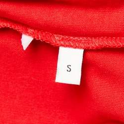 Gucci Red Cotton Logo Crystal Embellished T-Shirt S